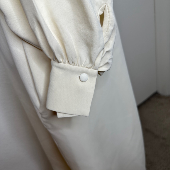 St John Long Sleeve Heavy Silk Georgette‎ Dress In Alabaster Women's S - Picture 6 of 12